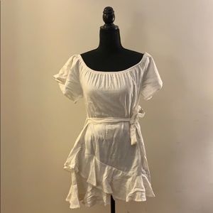 Off The Shoulder Linen Cotton White dress